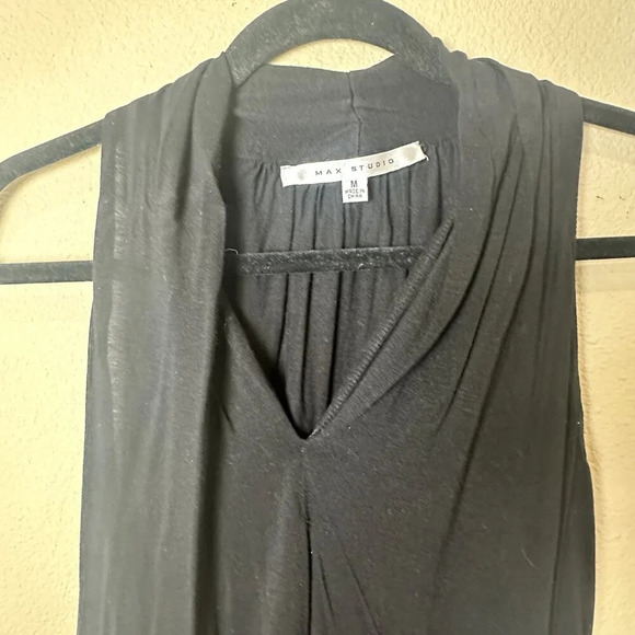 Drape Neck MAX STUDIO Black Knit Blouse Top Shirt - size Medium - Picture 3 of 6